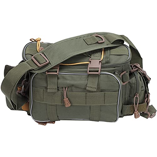 VGEBY Angeltasche Nylon Tragbare Angelwerkzeugtaschen Angeltaschen wasserdichte Angeltaschen mit Großer Kapazität für die Aufbewahrung von Angelwerkzeugen(Armeegrün)