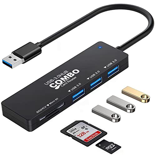 USB 3.0 Hub mit SD/TF-Kartenleser, VIENON 5-in-1 Dockingstation USB Daten-Hub USB Splitter für MacBook, PC, Laptops, Drucker, Surface Pro, USB-Flash-Laufwerke und mehr