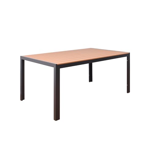 Home Deluxe - Gartensitzgruppe - Cantos SEDIA - Tisch inkl. 6 Stühle - ca. 150 x 90 x 74 cm, Tischplatte Holzoptik, Gestell Aluminium I Gartenmöbel Balkonset Gartentisch (Gartentisch)