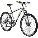 ZÜNDAPP FX27 Mountainbike 27,5 Zoll Fahrrad Mountain Bike Hardtail mit Shimano Schaltung MTB Fahrrad Herren Damen mit MTB Rahmen und Federgabel 21 Gänge 650B (grau/orange, 48 cm)
