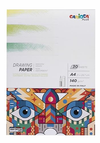 CARIOCA Plus I Drawing Paper I dickes Papier mit feiner Körnung I Format A4 I 30 Blatt I 140 g/m²
