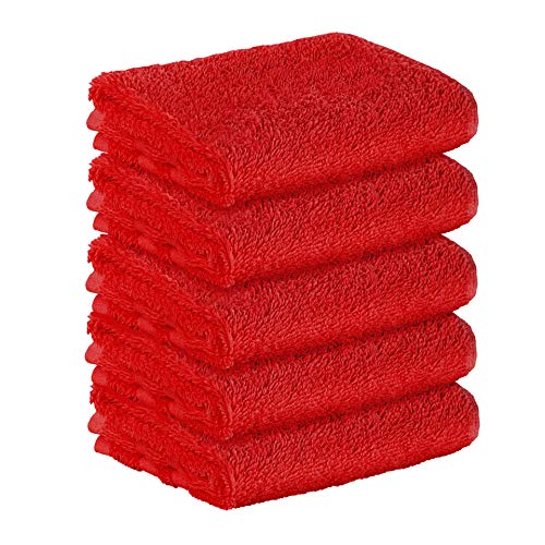 5 Stück Premium Frottee Gästehandtücher 30x50 cm in rot von StickandShine in 500g/m² aus 100% Baumwolle