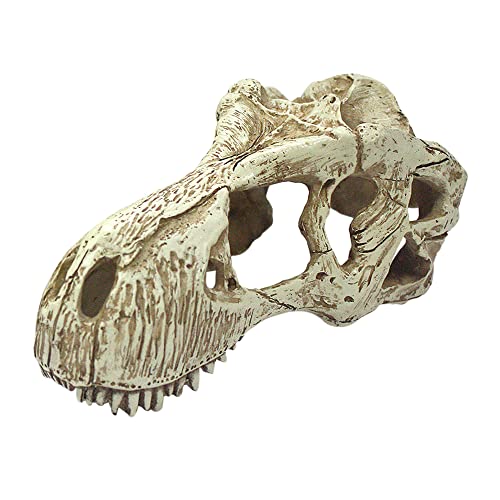 Komodo Reptilien-Terrarium, realistische T-Rex-Totenkopf-Dekoration, leicht zu reinigen unter Wasser, Aquarium oder trockene Lebensräume, Dekorationszubehör, groß, 17 x 9,4 x 7,9 cm