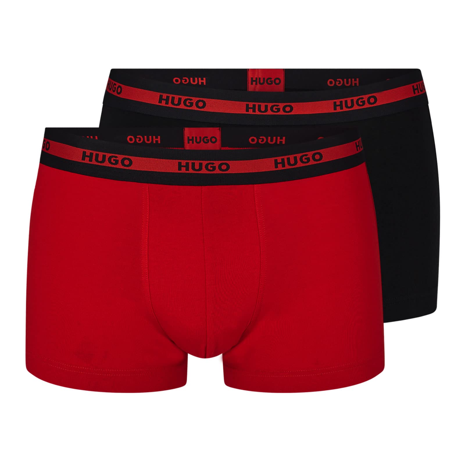 HUGO Herren Boxershorts Boxer Unterhosen Shorts Trunks Twin Pack 2er Pack, Farbe:Mehrfarbig, Größe:S, Artikel:-622 Black/red