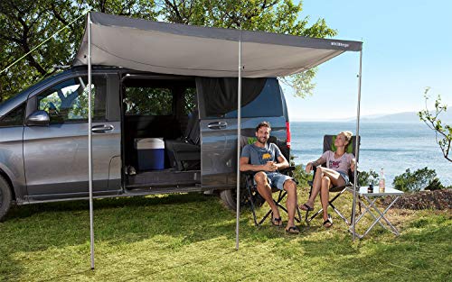 BERGER Sonnenvordach Bus Wohnwagen Sonnenschutz Vordach Camping Sonnensegel Caravan Sonnendach grau