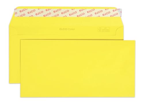250 intensivgelbe Kuverts, Zitronengelb, C6/5 = 229 x 114 mm, mit Haftklebestreifen, 100 g/qm