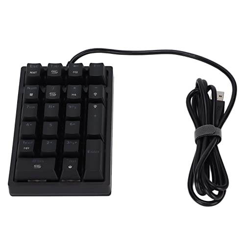 Heayzoki Numerische Tastatur, Kabelgebundene Tastatur Nummernblock RGB-Hintergrundbeleuchtung Abgestufte Tastenkappe Programmierbare Tasten 21 Tasten Mechanische Tastatur, Für(Roter Schaft)