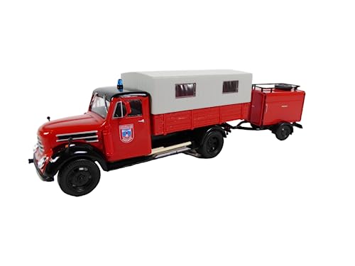 OPO 10 - Feuerwehrauto 1:43 Robur Garant + TSA Feuerwehr Motorpumpe - PB078