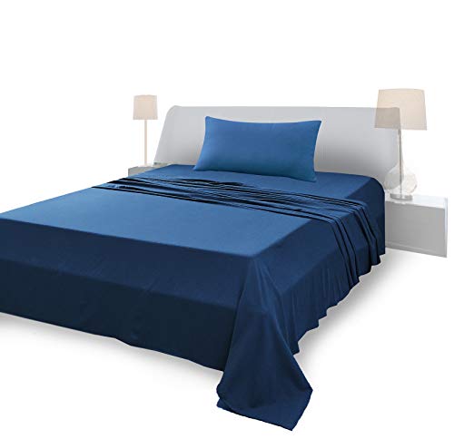 FARFALLAROSSA Bettwäsche-Set für Einzelbett aus 100 % Baumwolle, Spannbettlaken für Einzelbett 120 x 200 cm, Oberlaken 250 x 280 cm, 1 Kissenbezug 50 x 80 cm -Königsblau