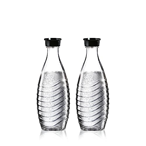 SodaStream 2er-Pack Glaskaraffe, Ersatzflaschen geeignet für die SodaStream Wassersprudler Crystal und Penguin, 2x 0,6 L Glaskaraffe