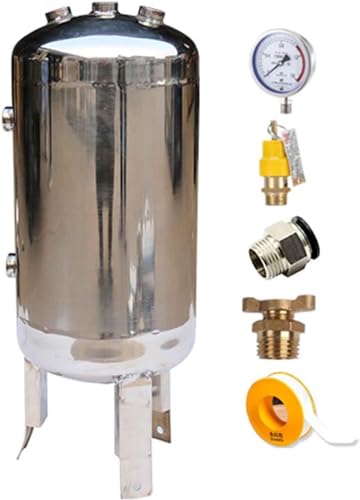 AviiSo Druckbehälter Edelstahl-Lufttank, 1,3 2,6 4 5 8 10 13 Gallonen Vertikales Hochdruckdesign Luftkompressor-Auffangbehälter (Size : 30L/7.9Gal)