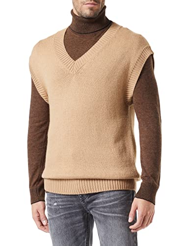 Sisley Herren S/L V Neck 105LS400B Sweater, Camel 704, M