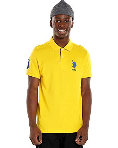 U.S. Polo Assn. Slim Fit Big Horse Polo with Stripe Collar Cyber Yellow 2XL