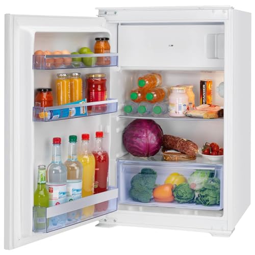 Oranier Einbau Kühlschrank 88 cm - halbhoher Einbaukühlschrank mit Gefrierfach - 118 Liter Gesamtvolumen - Schlepptür Türanschlag wechselbar EKS308