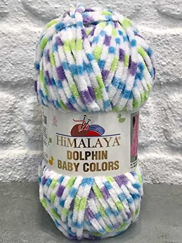 Himalaya Delphin Baby Colors (5er-Pack), 5 x 100 g, super sperriges Himalaya-Garn, Deckengarn, Samtgarn, Strickgarn, Amigurumi-Garn (80422)