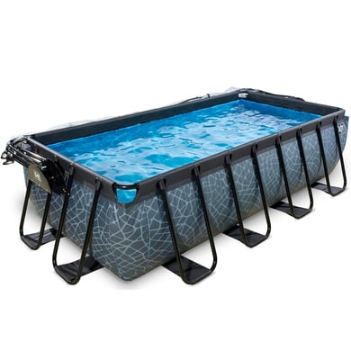 Frame Pool Premium 4x2x1m mit Sonnendach, grau, inkl. Sandfilteranlage