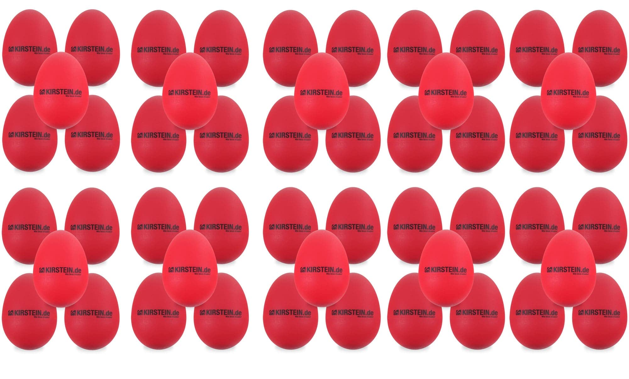 100x Kirstein ES-10R Egg Shaker (Light Version, Schüttelei, Percussion, Rassel, robuste Kunststoff-Hülle, durchsetzungsfähiger Klang) rot