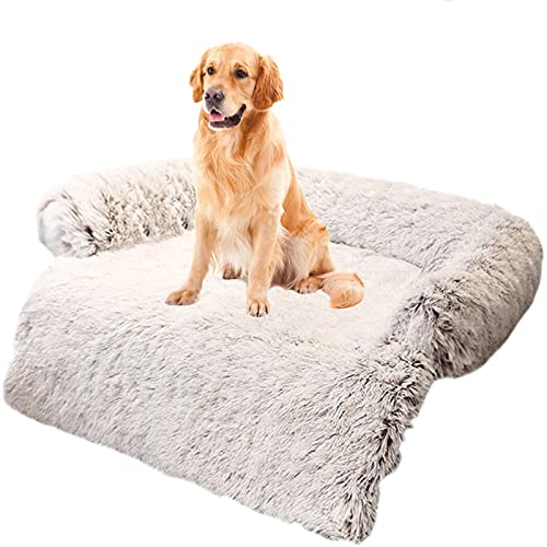 Hundebett Flauschige Indoor Hundedecke, Hundematte Couch FüR Sofaschutz, Hundekissen flauschig Katzendecke, Softe PlüSch Zwinger, Hundeliege Waschbar Warmes Katzenbett Grosse HundehüTte (L, Braun)