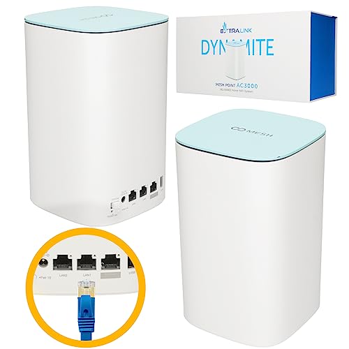 Extralink Dynamite C31 (2,4 GHz / 5 GHz) WLAN Home Netzwerk Kit (Multi-Modi, Access Point WiFi Extender, für Häuser, 3 Gigabit-Ports), Home Mesh WiFi System, weiß
