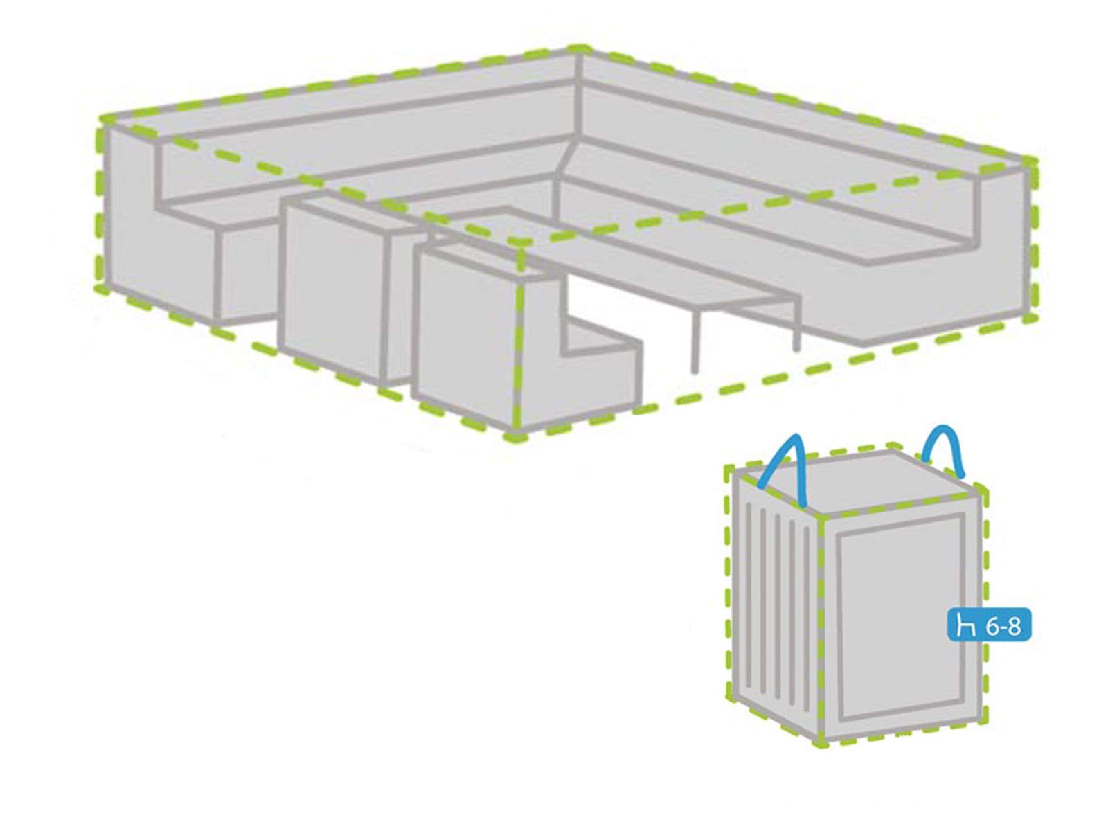 Schutzhüllen Set: Abdeckung 300x300cm für Garten Lounge Set + Hülle für 6-8 Kissen