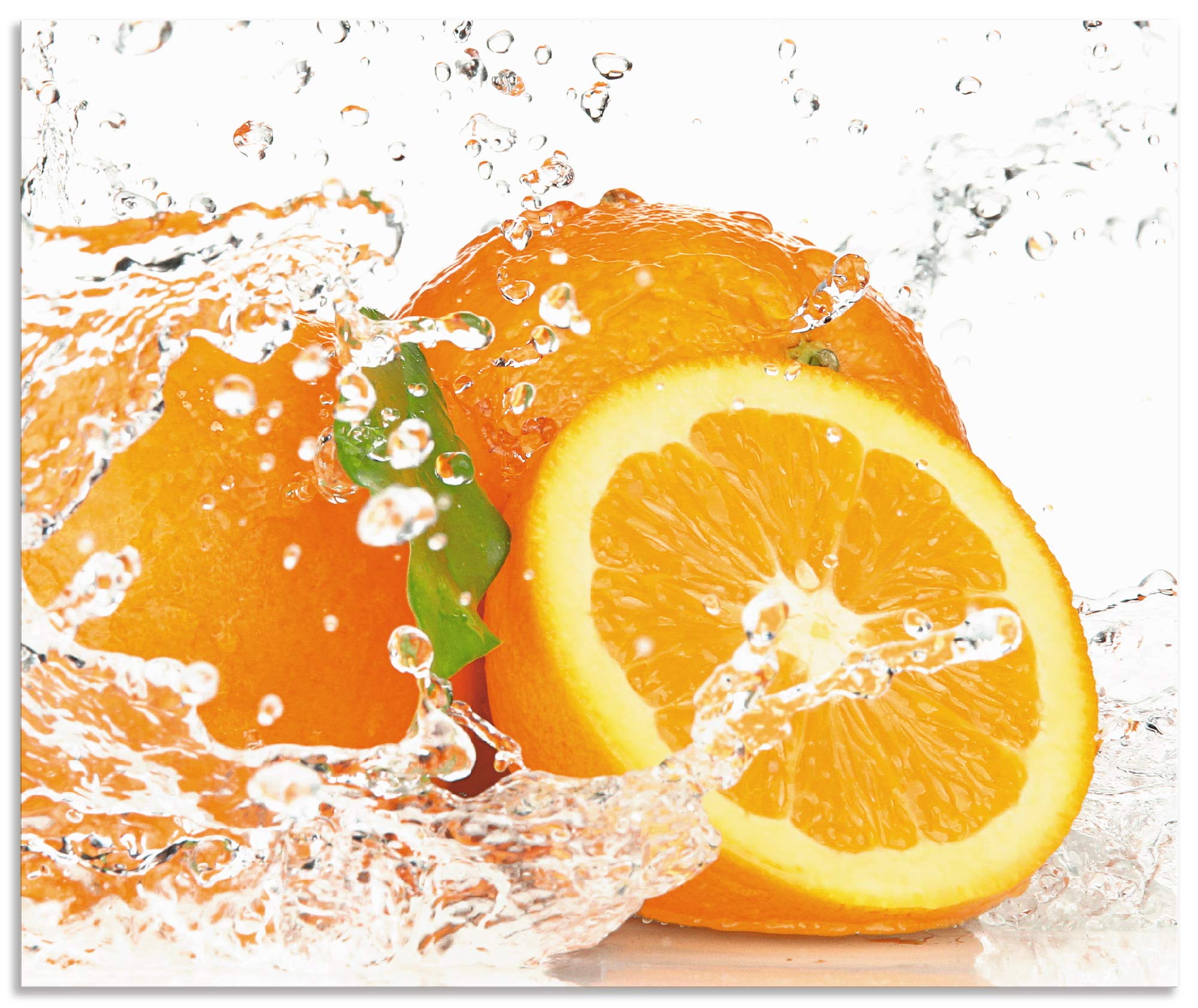 ARTland Spritzschutz Küche aus Alu für Herd Spüle 60x50 cm (BxH) Küchenrückwand mit Motiv Essen Obst Früchte Orangen Wasser Modern Hell Orange T5UI