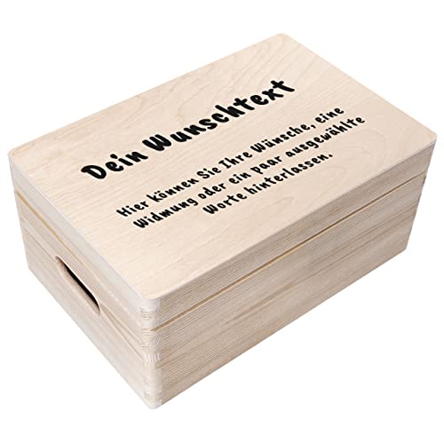 Creative Deco Personalisiert Holzkiste Wunschtext Geschenkkiste Geschenkbox | 30 x 20 x 14 cm (+/-1cm) | Erinnerungsbox | Geschenk Holzbox mit Deckel Gravur | mit Griffen