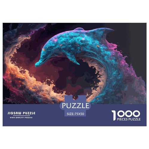 1000 Teile Tierdelfin-Puzzle, kreative rechteckige Puzzles für Erwachsene und Kinder, große Puzzles für Familien-Lernspiel 1000 Teile (75 x 50 cm)