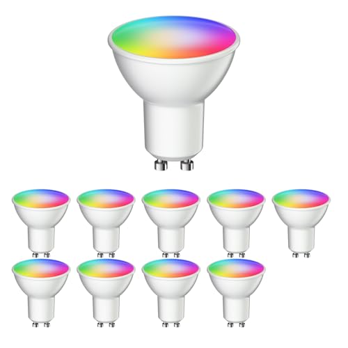 ledscom.de GU10 LED RGB Leuchtmittel, PAR16, warmweiß - weiß (2900-6200K), 5,5W, 473lm, 103°, Smart Home, WLAN, Alexa, matt, 10 Stk.