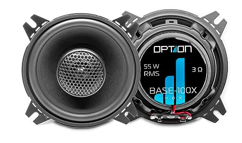 Option BASE-100X - 2-Wege 10cm Koaxial Lautsprecher-System - 3 Ohm, 84dB, 55 Watt RMS - 1 Paar Autolautsprecher
