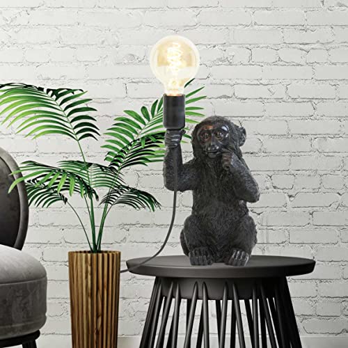 Bada Bing Hochwertige Tier Tischlampe AFFE Lampe schwarz Dekolampe Dschungel große Tischleuchte Monkey mit Schalter Affenlampe Extravagant Blickfang Wohnzimmer Nachttisch Edel 20