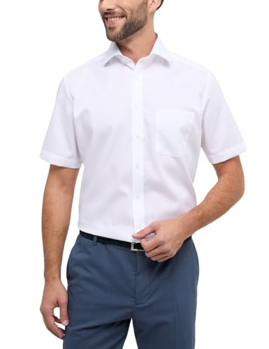 eterna Kurzarm Hemd Modern Fit Popeline Unifarben, Gr. 37, Weiß