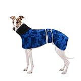 Winterpullover aus Fleece für Whippet Windhunde, warmes Fleece-Futter und verstellbare Bänder, Blau