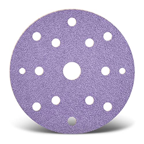 MENZER Purple HD Klett-Schleifscheiben, 150 mm, 15-Loch, f. Exzenterschleifer, Keramik-Mix (50 Stk.) K120