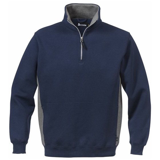 Acode 100209 Sweatshirt mit kurzem Reißverschluss Gr. X-Large, marineblau/grau