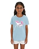 Hilltop Hochwertiges Kinder Mädchen T-Shirt aus 100% Bio Baumwolle mit wunderschönem Einhorn Motiv, Premium Kinder Tshirt für Freizeit und Sport, Size:152/164, Color:Anthrazit