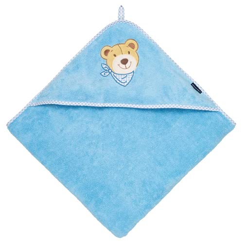Morgenstern Kleinkinder Kapuzenbadetuch Handtuch mit Kapuze 100 x 100 cm blau hellblau 100% Baumwolle