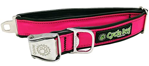 Cycle Dog Hot Pink Max Reflektierender Flaschenöffner Metallschnalle Halsband – 100% Oberflächenreflexionsvermögen/robust super hell – hält Ihre Haustiere sicher in der Nacht/muss nie aufgeladen