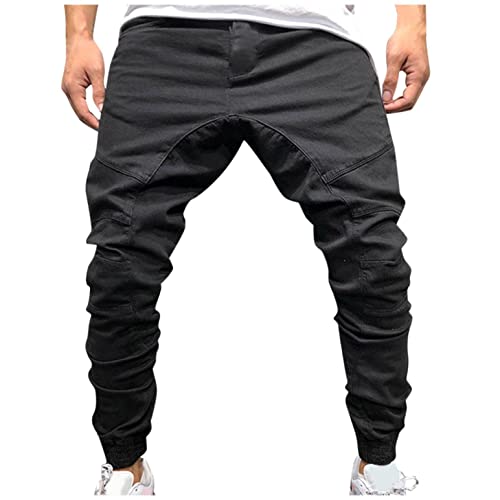 Yowablo Arbeitsschutzhose Berufsbekleidung Jeanshose Schlupfjeans Overall Jumpsuit Trainingsanzug Trainingshose Jogpants Sportanzug Jogginganzug (3XL,2Schwarz)