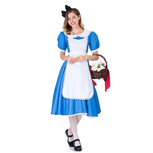 Updayday Alice im Wunderland Cosplay Kostüm Alice im Wunderland Lolita Maid Cosplay Kostüm Halloween Karneval Party Cosplay Kostüm, Komplettset.
