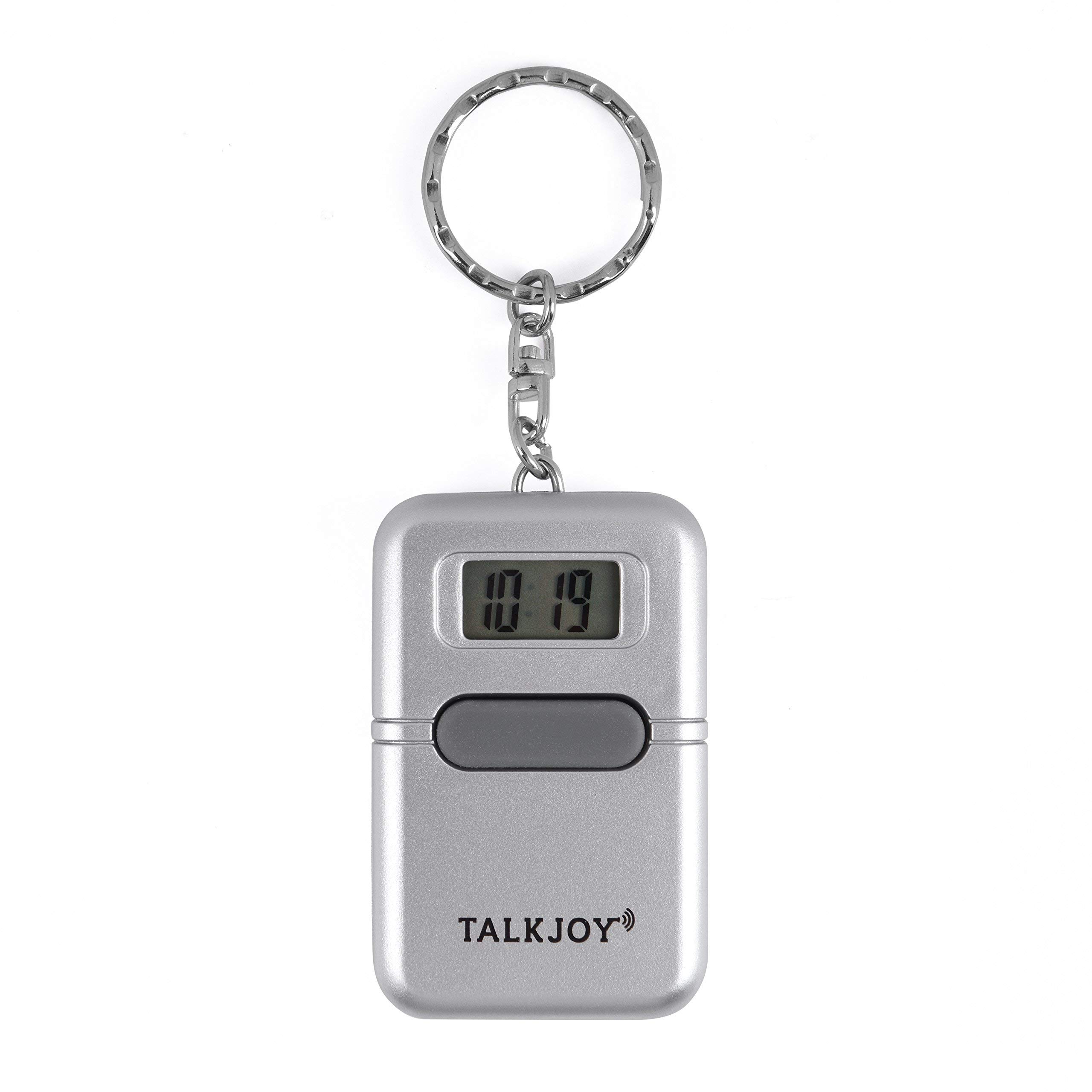 TalkJoy Sprechende Uhr Schlüsselanhänger Uhrzeit Wecker Sprachausgabe Blindenuhr Taschenuhr Digitale Seniorenuhr LCD Sehbehinderte