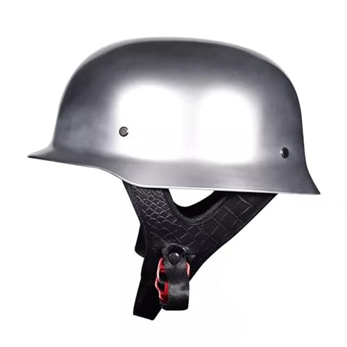 Retro Motorrad Brain Cap Helme, Halbhelme Herren Damen, Deutscher Stil Motorrad Offener Helm, Tragbarer Motorradhelm DOT/ECE-Zulassung, Scooter Chopper Helme ,XXL=(63-64cm),CC