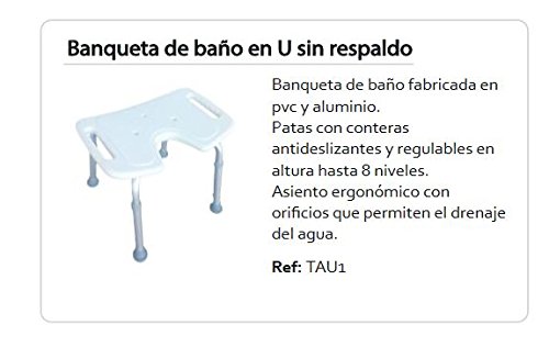'WC-Stuhl ohne Rückenlehne | See | Form Modell U | Aluminium | höhenverstellbar 43 - 53 cm | Aluminium und PVC | Tragkraft 75 kg