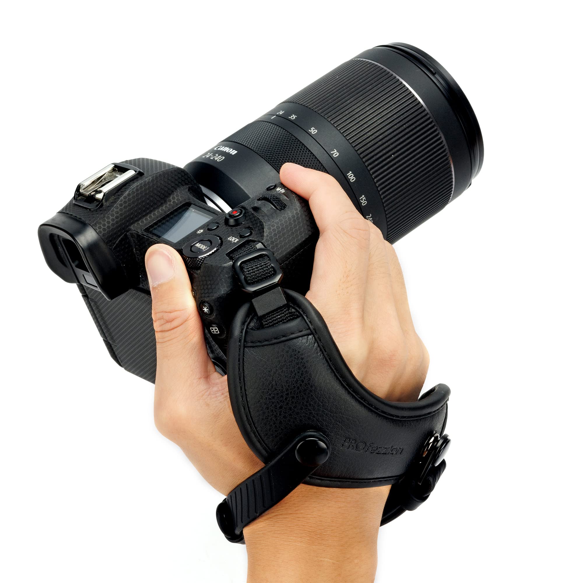 PROfezzion Kamera Handschlaufe Handgriff für Canon EOS 2000D 4000D 1300D 1200D R5 R10 Nikon D7500 D5600 D850 D780 D750 Z6 Z7II Z5 Z50 Sony A7III A7IV A6000 ZV-1 Fujifilm X-T30 II X-S10 X-T3 und mehr