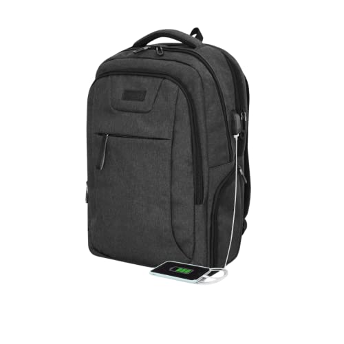 SUBBLIM Air Padding Laptop-Rucksack, 40,6 cm (16 Zoll), mit USB-Ladeanschluss, Trolleyband, Flaschentasche, Diebstahlschutztasche, Schwarz