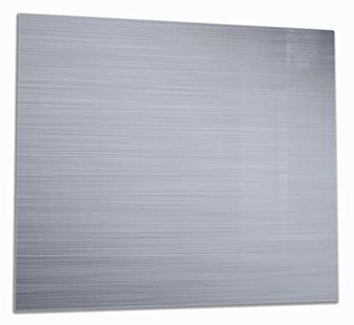 Wallario Herdabdeckplatte/Spritzschutz aus Glas, 1-teilig, 60x52cm, für Ceran- und Induktionsherde, Aluminium-Optik Metall-Optik Streifen