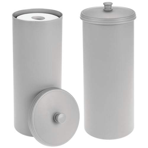 mDesign 2er-Set Toilettenpapierhalter – Klorollenhalter fürs Badezimmer – Papierrollenhalter freistehend – grau