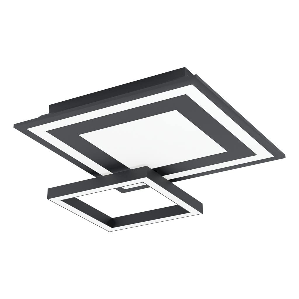 EGLO connect LED Deckenleuchte Savatarila-C, 2 flammige Wandlampe aus Stahl und Kunststoff in Schwarz, Weiß, Farbtemperaturwechsel (warm, neutral, kalt), RGB, dimmbar, L x B 45 cm