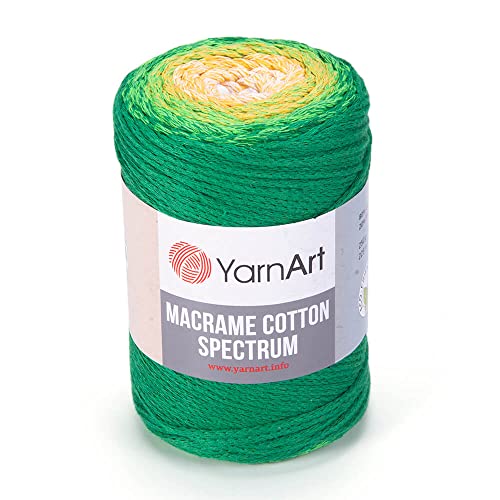 Yarn Art Makramee-Baumwollspektrum-Makramee-Kordel 250 g, 246 Yds 80% Baumwolle, Makramee-Seil, mehrfarbig, Makramee-Garn, Gewicht Kammgarn – Aran(4) (1313)