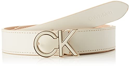 Calvin Klein Damen Re-Lock Saff Ck, 3 cm Gürtel, Ecru, 105