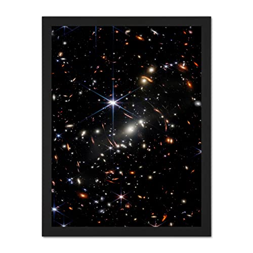 NASA James Webb Space Telescope Deep Field Image Stars Thousands Galaxies Photo Artwork Framed Wall Art Print 18X24 Inch